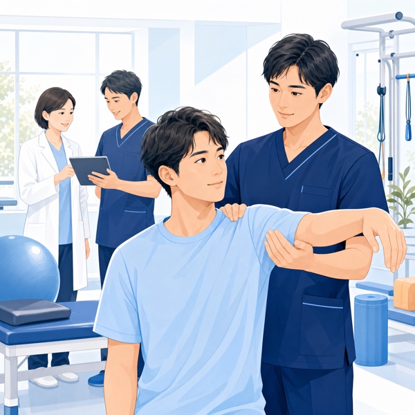 医師とリハビリスタッフが連携して患者を支援するイメージ