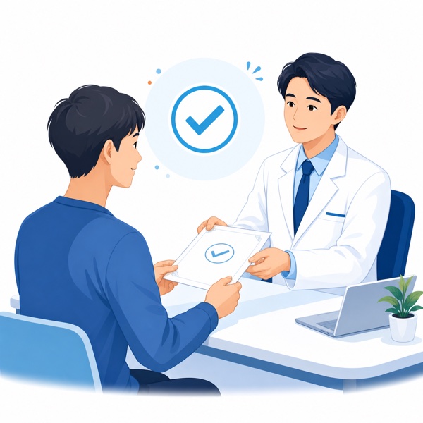 医師が診断書を作成するイメージ